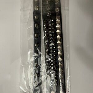 3 Piece Punk Leather Cuff Studded Bracelets